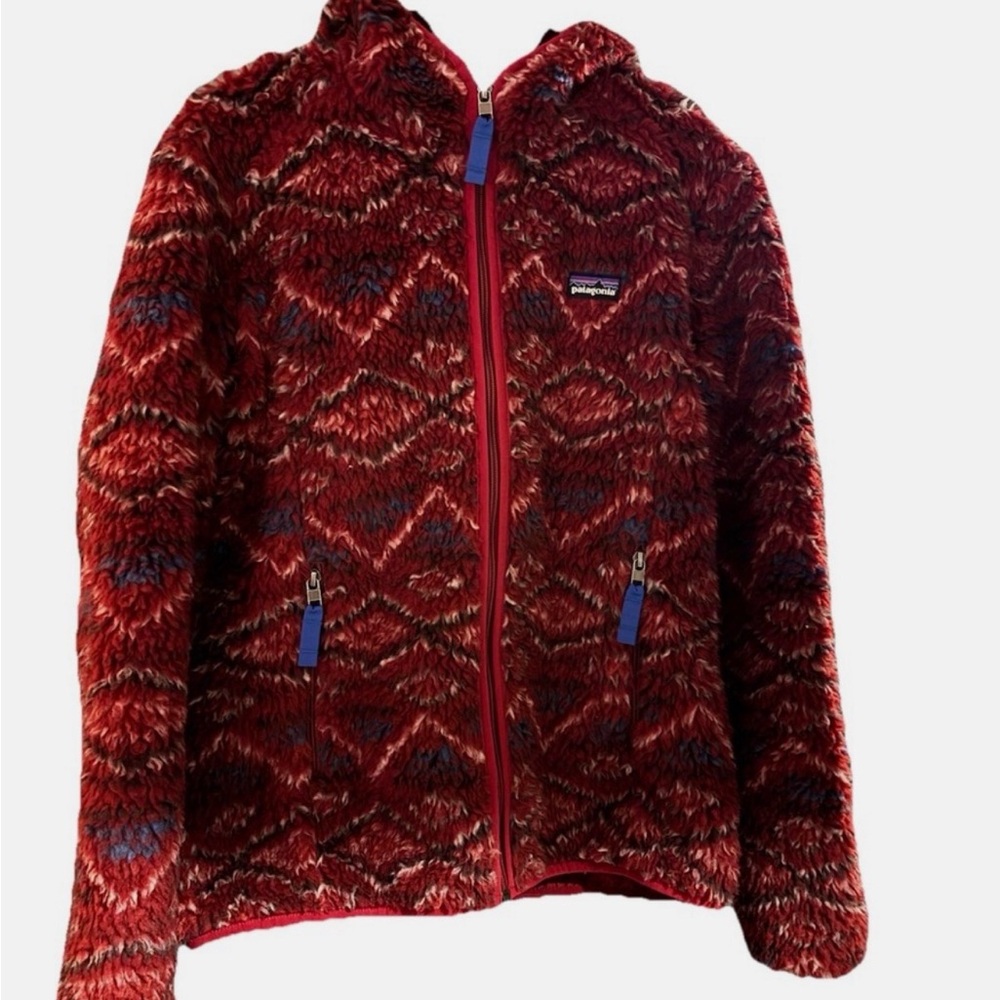 Patagonia Retro X Deep Pile Fleece Red Zip Up Hoodie Jacket